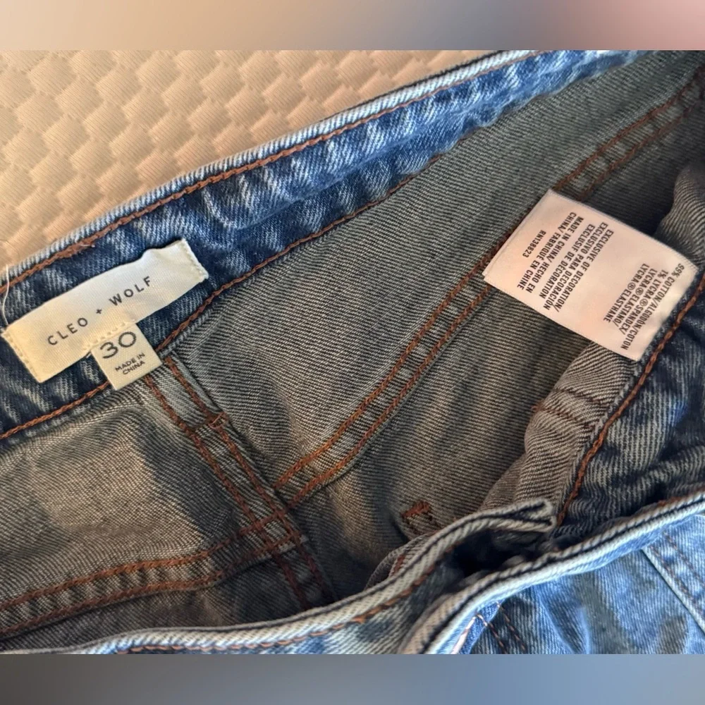 CLEO + WOLF Carpenter High Waisted Blue Denim High Rise Jean Shorts